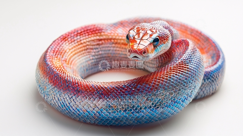 高清大图下载【趣麦麦图】彩色条纹盘绕的蛇