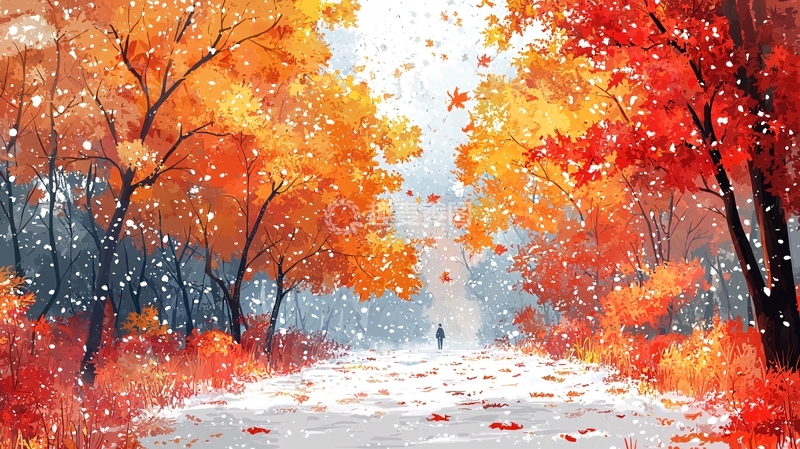 高清大图下载【趣麦麦图】秋日雪景