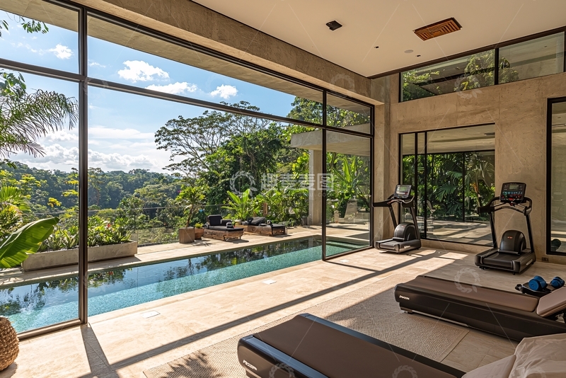 高清大图下载【趣麦麦图】健身房泳池景观