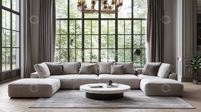 高清大图下载【趣麦麦图】-现代简约大沙发客厅