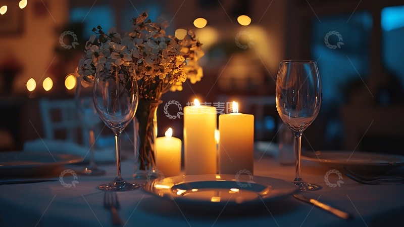 高清大图下载【趣麦麦图】浪漫烛光晚餐场景