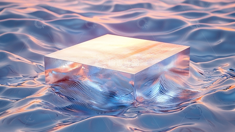 高清大图下载【趣麦麦图】水面上的透明立方体