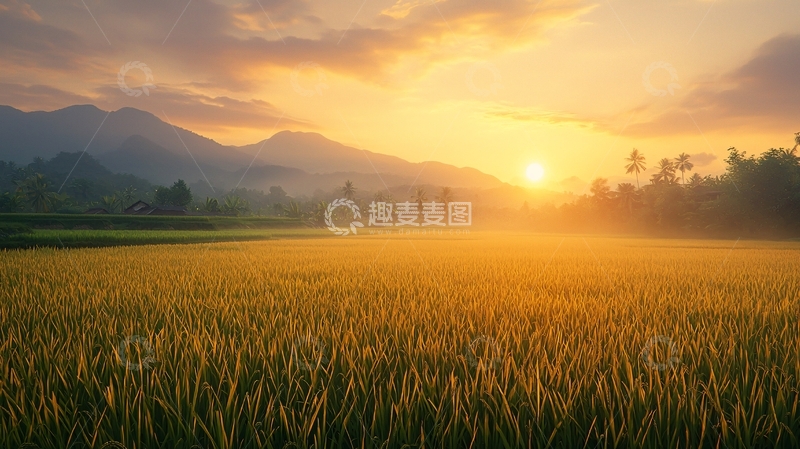 高清大图下载【趣麦麦图】日出田野美景