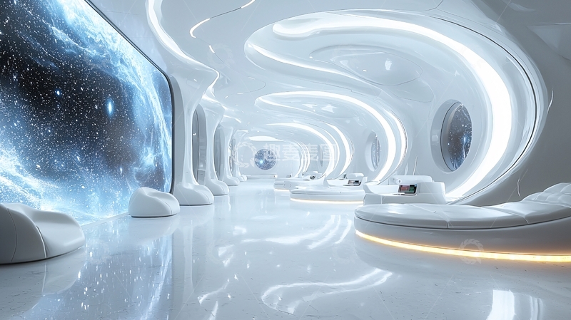 高清大图下载【趣麦麦图】未来科技感太空舱走廊