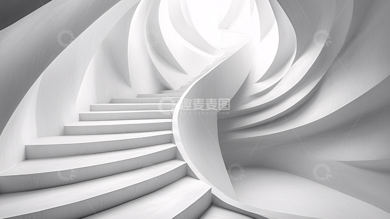 高清大图下载【趣麦麦图】白色螺旋楼梯