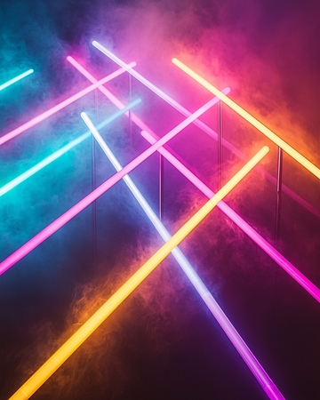 彩色霓虹灯管交叉背景