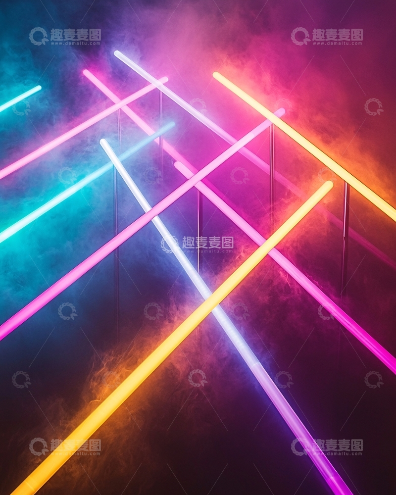 高清大图下载【趣麦麦图】彩色霓虹灯管交叉背景