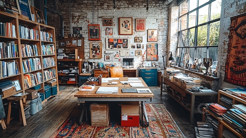 高清大图下载【趣麦麦图】复古文艺书店室内