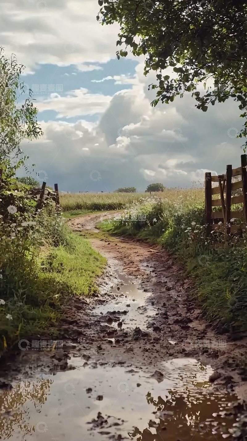 高清大图下载【趣麦麦图】乡间泥泞小路