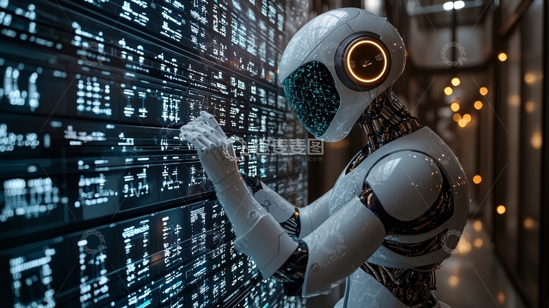 高清大图下载【趣麦麦图】机器人操控大型屏幕数据