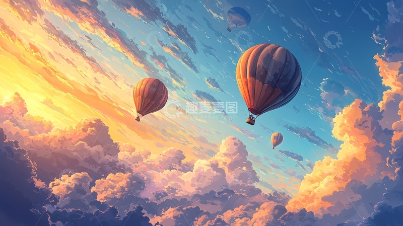 高清大图下载【趣麦麦图】热气球
