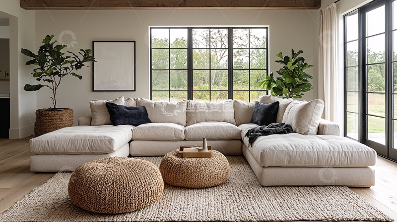 高清大图下载【趣麦麦图】米色系现代客厅