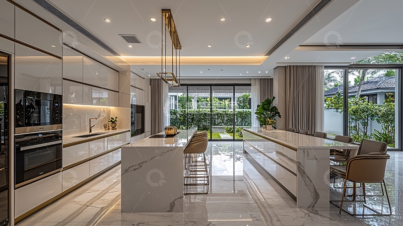 高清大图下载【趣麦麦图】现代轻奢风格开放式厨房