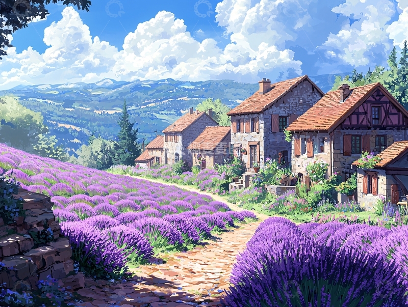 高清大图下载【趣麦麦图】薰衣草田园乡村风景