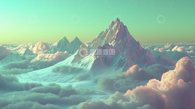 高清大图下载【趣麦麦图】云海之上的雪山