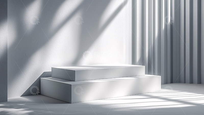 高清大图下载【趣麦麦图】极简白色阶梯展示台
