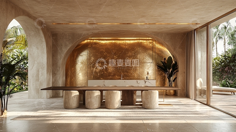 高清大图下载【趣麦麦图】米色拱形奢华房间