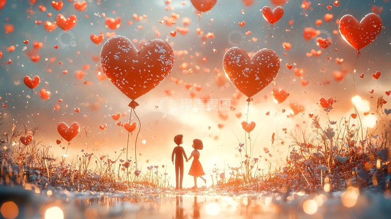 高清大图下载【趣麦麦图】爱心气球
