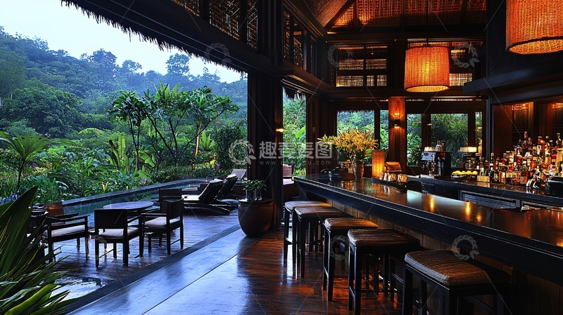 高清大图下载【趣麦麦图】热带雨林景观酒吧