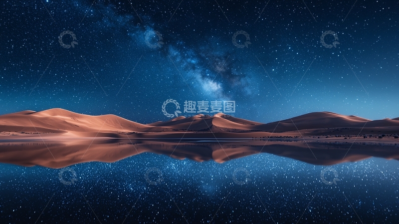 高清大图下载【趣麦麦图】沙漠星空倒影