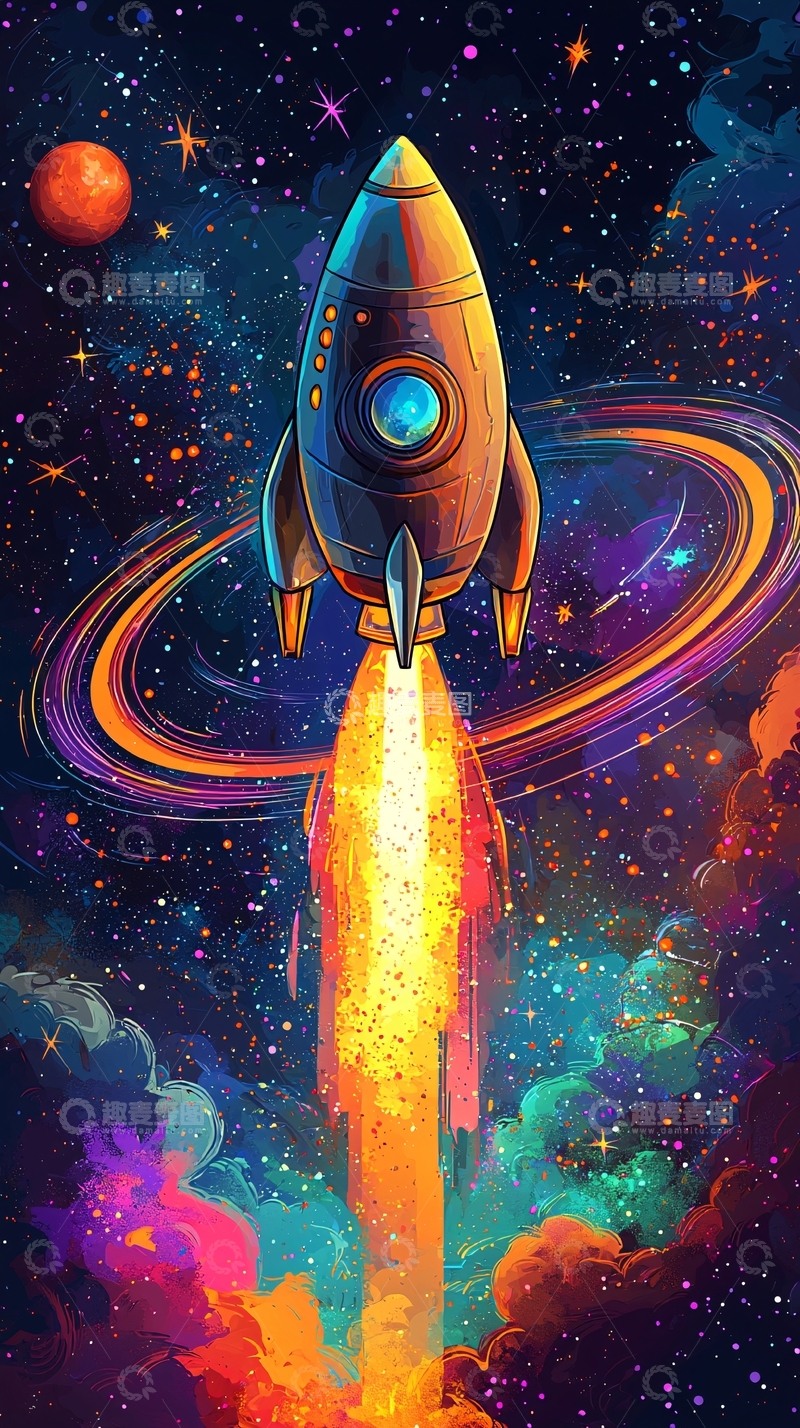 高清大图下载【趣麦麦图】宇宙飞船发射