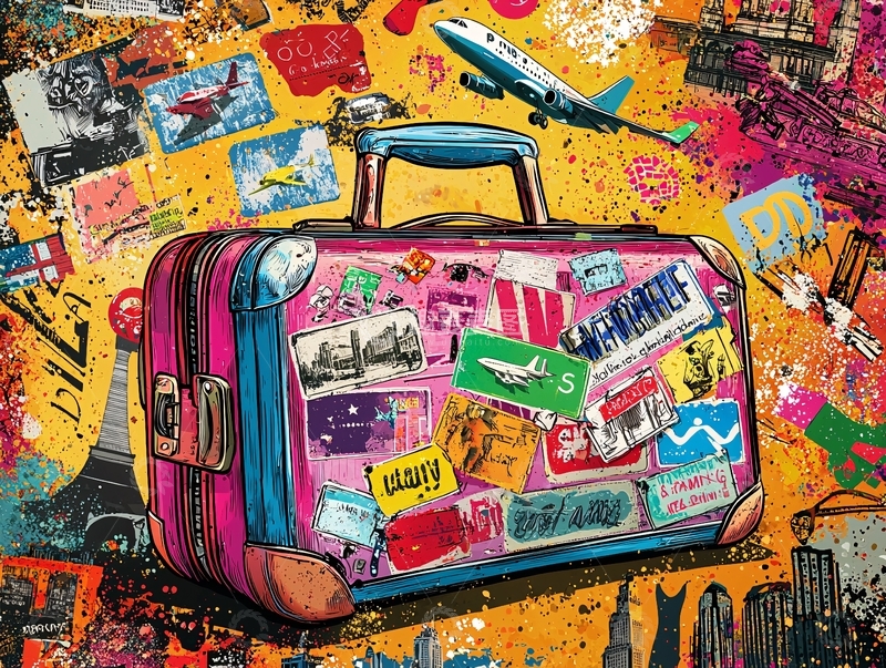 高清大图下载【趣麦麦图】旅行箱贴纸