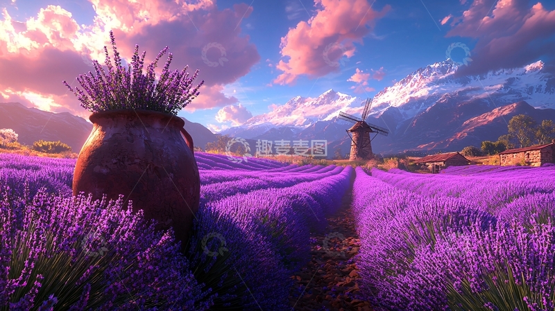 高清大图下载【趣麦麦图】薰衣草田野风光