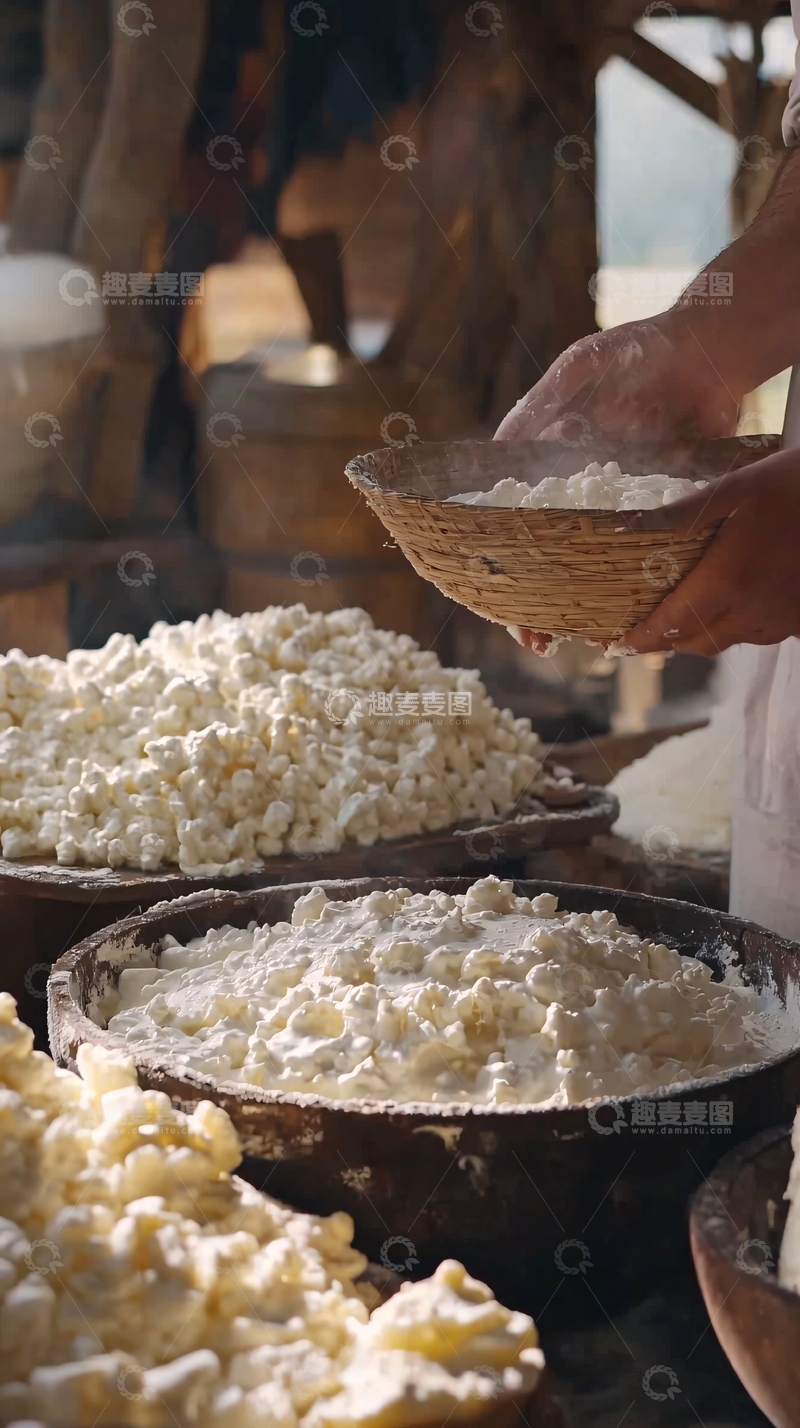 高清大图下载【趣麦麦图】传统手工制作豆腐