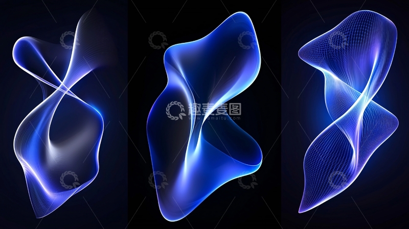 高清大图下载【趣麦麦图】蓝色光影流体