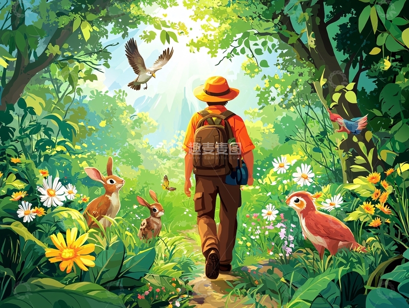 高清大图下载【趣麦麦图】森林探险家