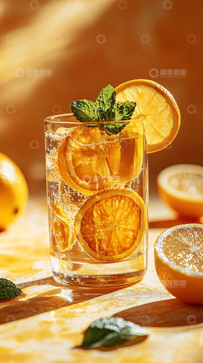 高清大图下载【趣麦麦图】阳光柠檬苏打水
