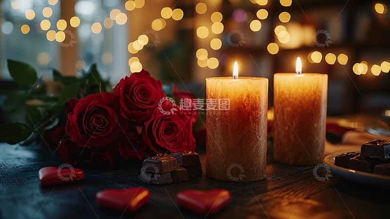 高清大图下载【趣麦麦图】红玫瑰烛光晚餐