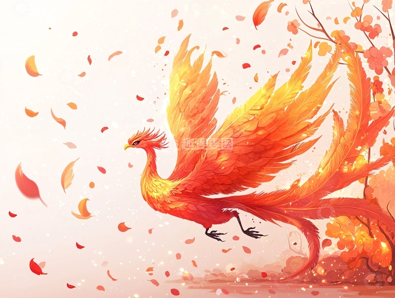 高清大图下载【趣麦麦图】火焰凤凰展翅高飞