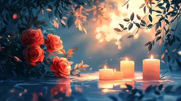 梦幻红玫瑰烛光夜景