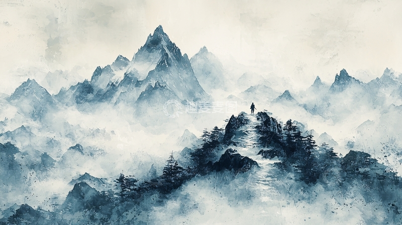 高清大图下载【趣麦麦图】雾气缭绕的山峰