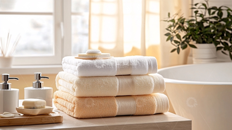 高清大图下载【趣麦麦图】浴室毛巾叠放