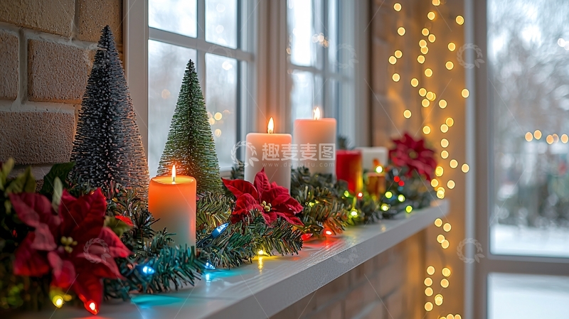 高清大图下载【趣麦麦图】窗台圣诞节装饰