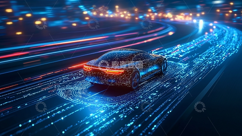 高清大图下载【趣麦麦图】夜间高速公路自动驾驶汽车
