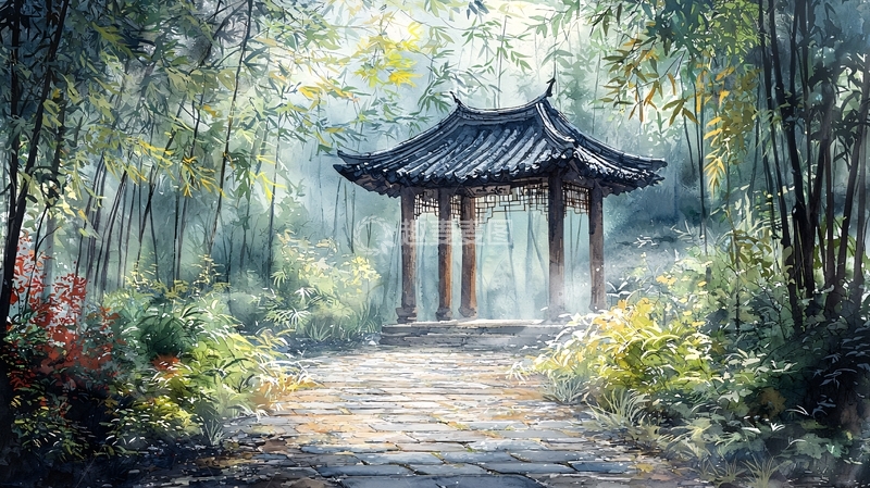 高清大图下载【趣麦麦图】水墨风亭台楼阁