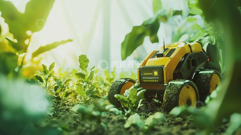 高清大图下载【趣麦麦图】小型遥控割草机在花园里