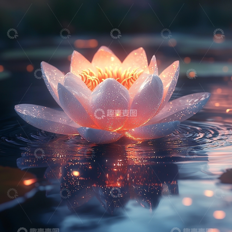 高清大图下载【趣麦麦图】闪耀的夜光莲花