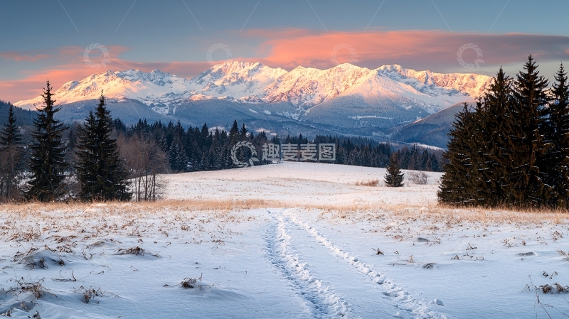 高清大图下载【趣麦麦图】雪山日出47