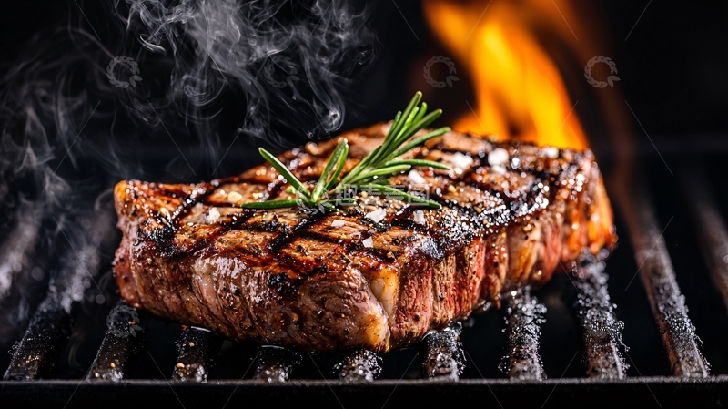 高清大图下载【趣麦麦图】烤架上多汁牛排