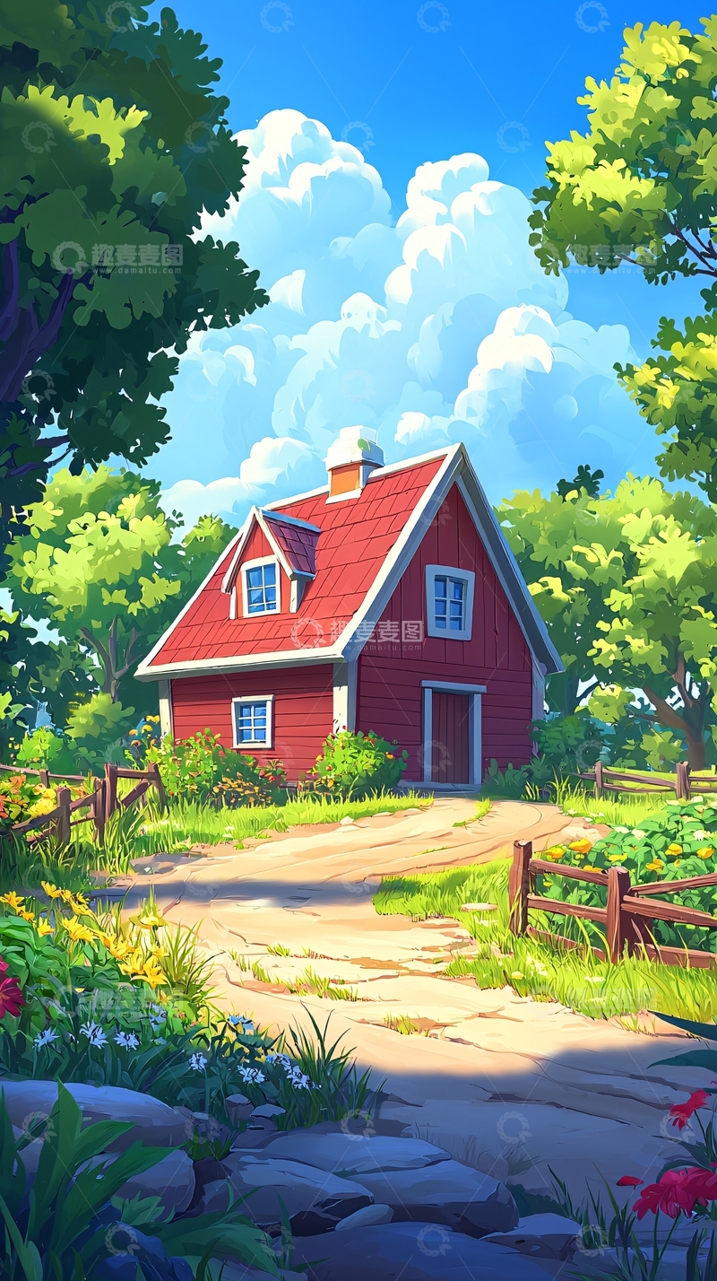 高清大图下载【趣麦麦图】乡村红房子