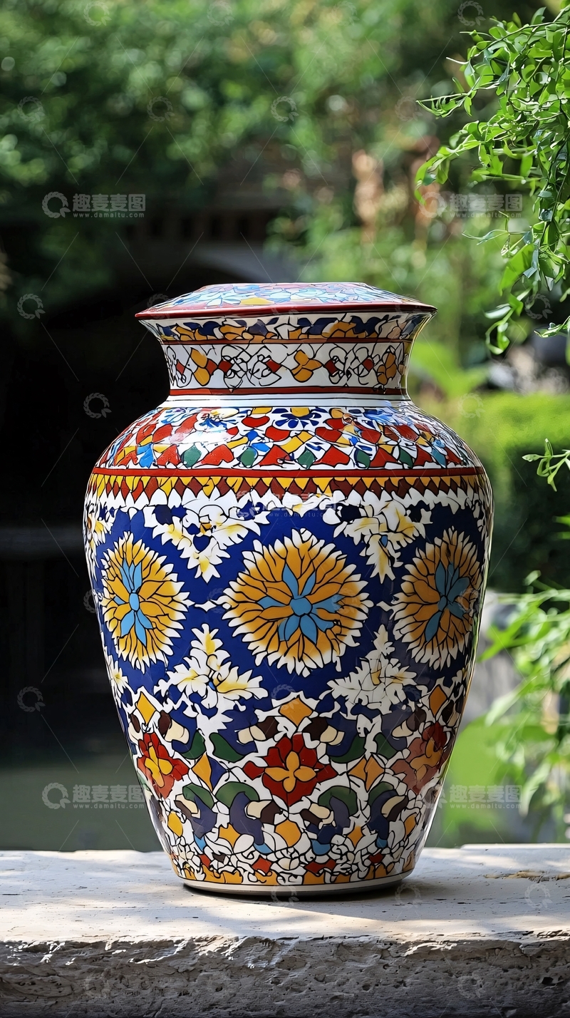 高清大图下载【趣麦麦图】手绘彩绘瓷器花瓶