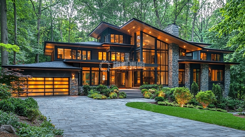 高清大图下载【趣麦麦图】森林中的现代住宅