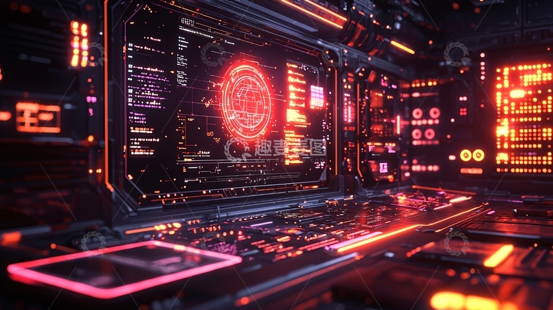 高清大图下载【趣麦麦图】赛博朋克风控制室