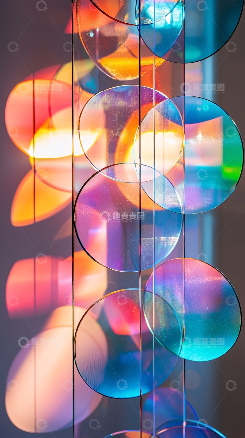 高清大图下载【趣麦麦图】彩色圆形玻璃吊饰
