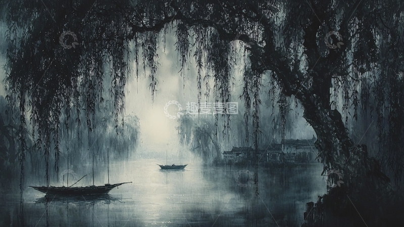 高清大图下载【趣麦麦图】雾气朦胧的河道景色