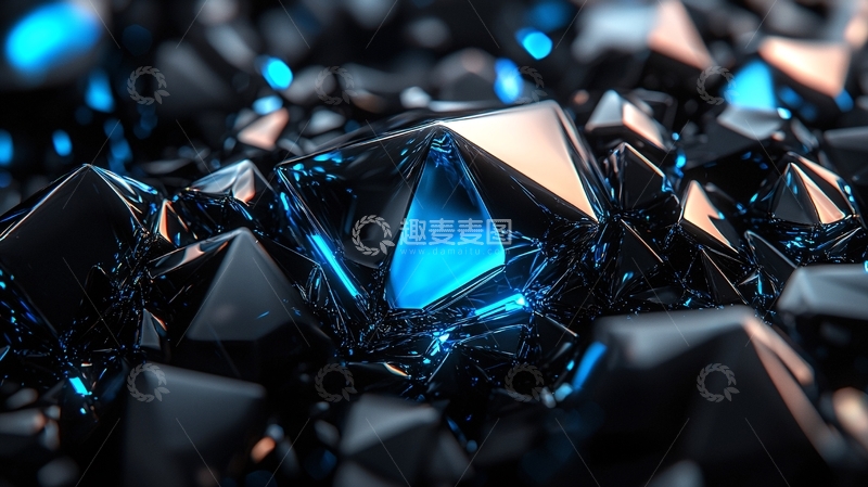 高清大图下载【趣麦麦图】蓝光黑晶体堆积